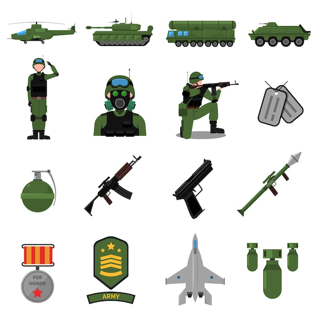 Conjunto de iconos del ejército