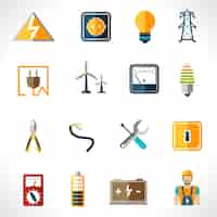 Vector gratuito conjunto de iconos de electricidad