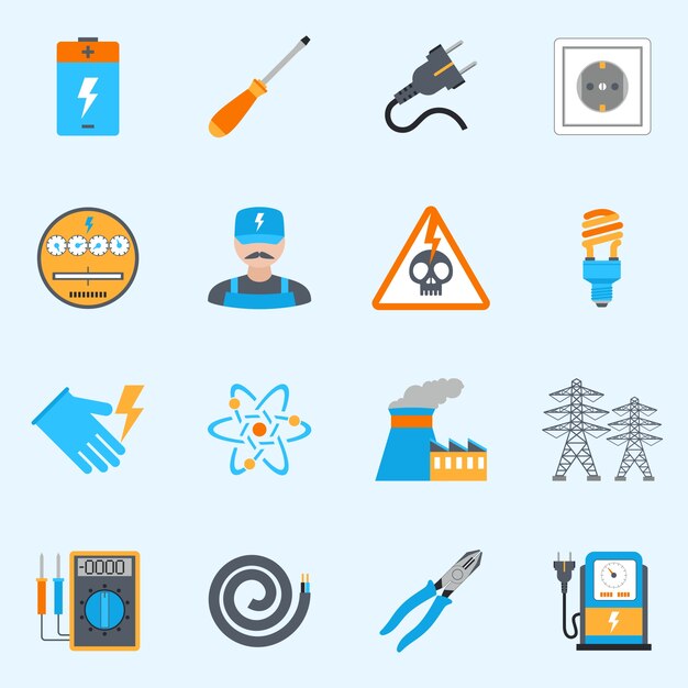 Conjunto de iconos de electricidad