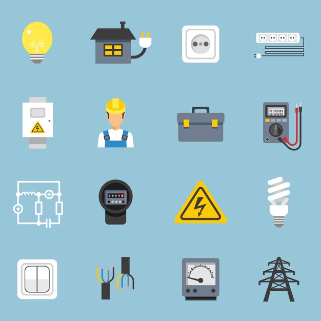 Conjunto de iconos de electricidad