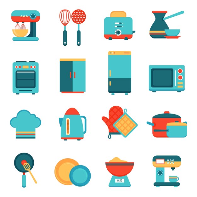 Conjunto de iconos de electrodomésticos de cocina