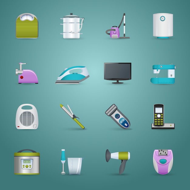 Vector gratuito conjunto de iconos de electrodomésticos