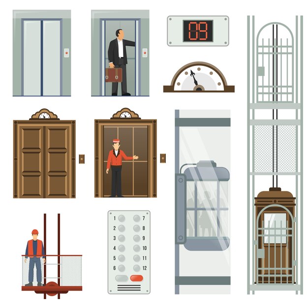 Conjunto de iconos de elevador