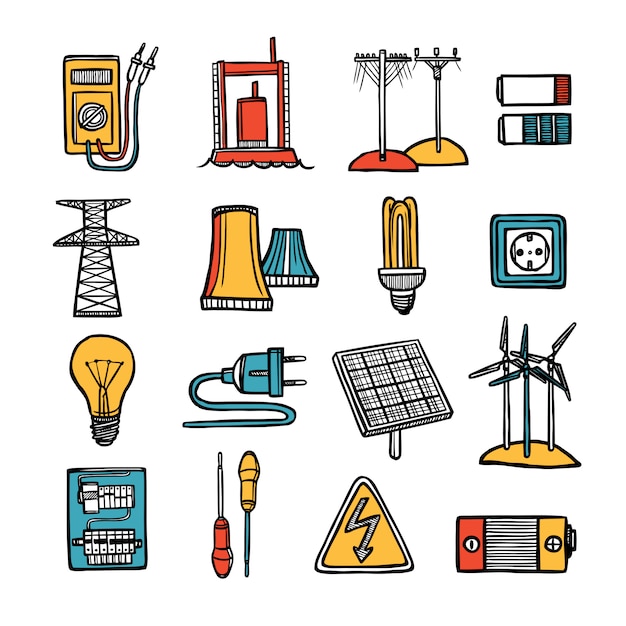 Conjunto de iconos de energía y energía