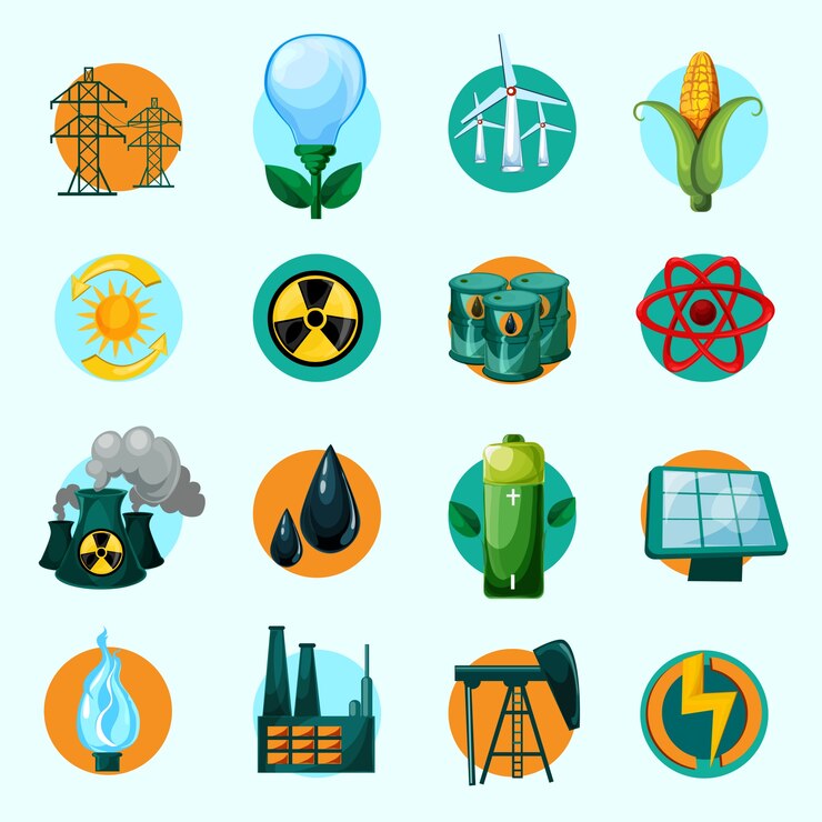 Vector gratuito conjunto de iconos de energía