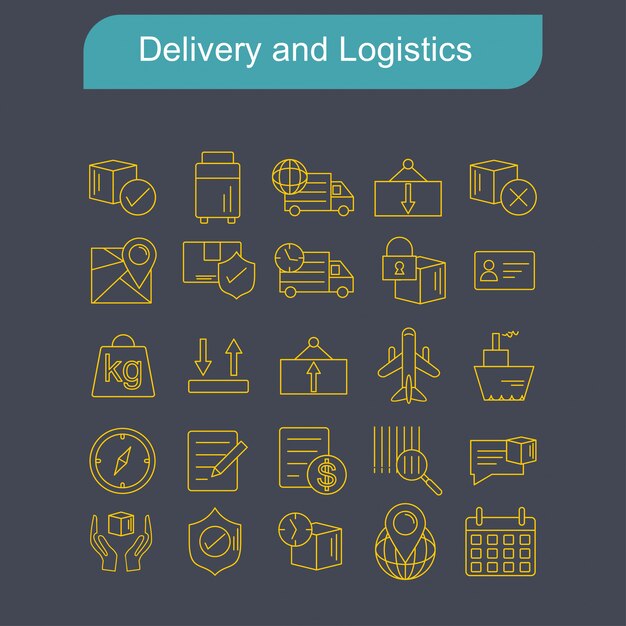 Conjunto de iconos de entrega y logística vector