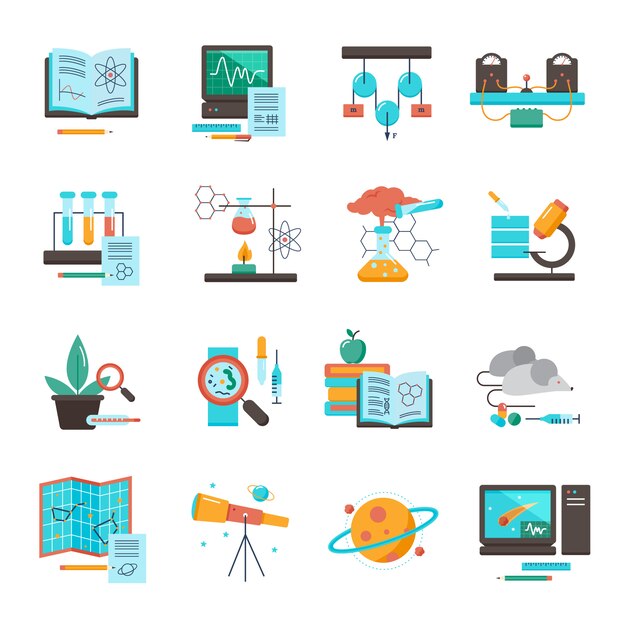 Conjunto de iconos de equipo de ciencia