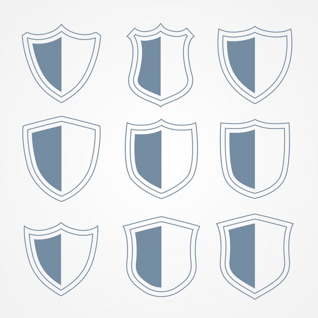 Conjunto de iconos de escudo de protección de seguridad