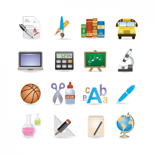 Vector gratuito conjunto de iconos de la escuela