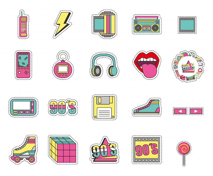 Vector gratuito conjunto de iconos de estilo de moda aislado