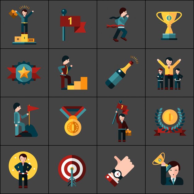 Conjunto de iconos de éxito
