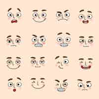 Vector gratuito conjunto de iconos de expresión de humor facial