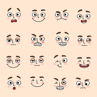 Conjunto de iconos de expresión de humor facial