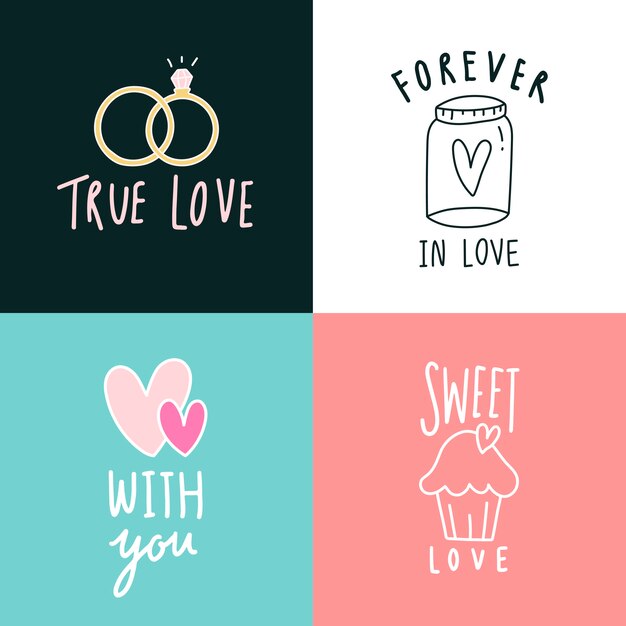 Conjunto de iconos de expresiones de amor