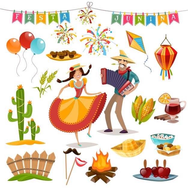 Conjunto de iconos de Festa Junina