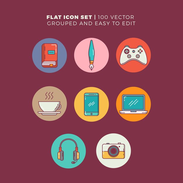 Vector gratuito conjunto de iconos flat