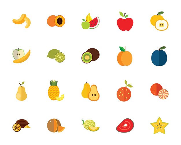 Conjunto de iconos de frutas