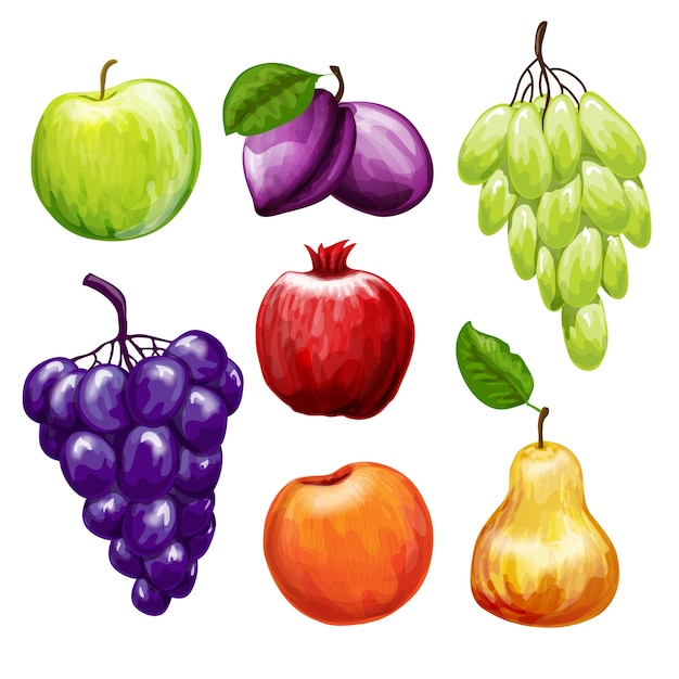 Vector gratuito conjunto de iconos de frutas