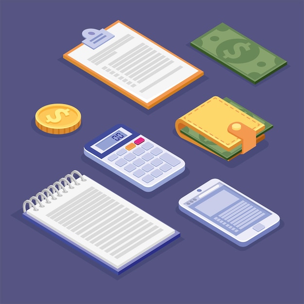 conjunto de iconos de gestión presupuestaria