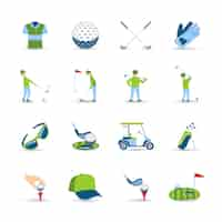 Vector gratuito conjunto de iconos de golf