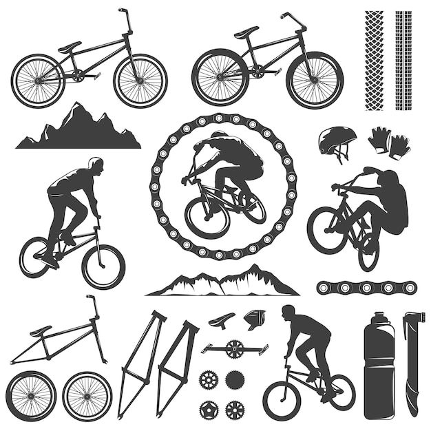 Vector gratuito conjunto de iconos gráficos decorativos bmx