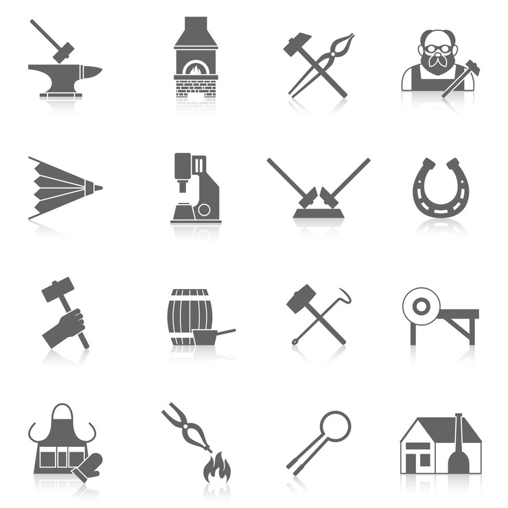 Vector gratuito conjunto de iconos de herrero