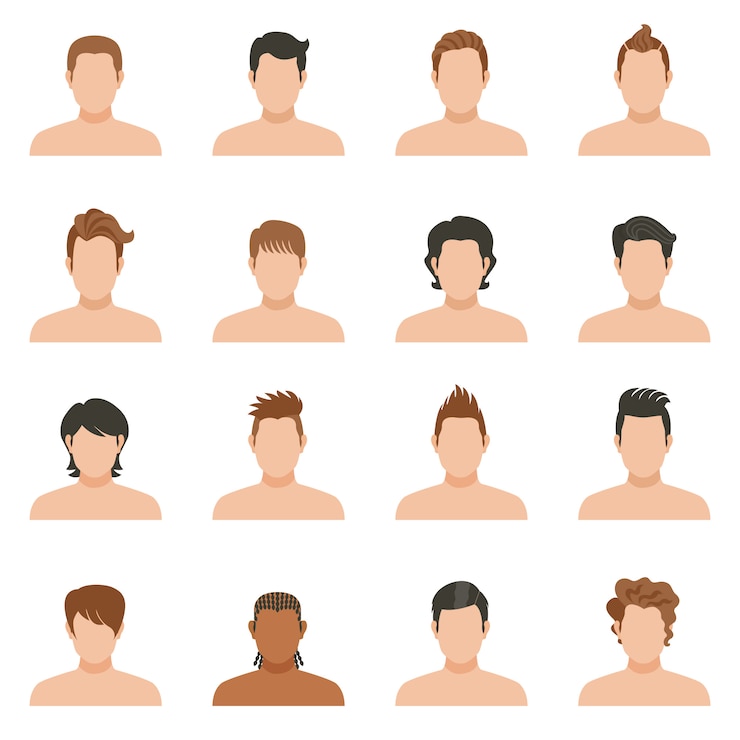 Vector gratuito conjunto de iconos de hombre de peinado