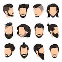 Vector gratuito conjunto de iconos de hombres peinado