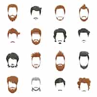 Vector gratuito conjunto de iconos de hombres peinado