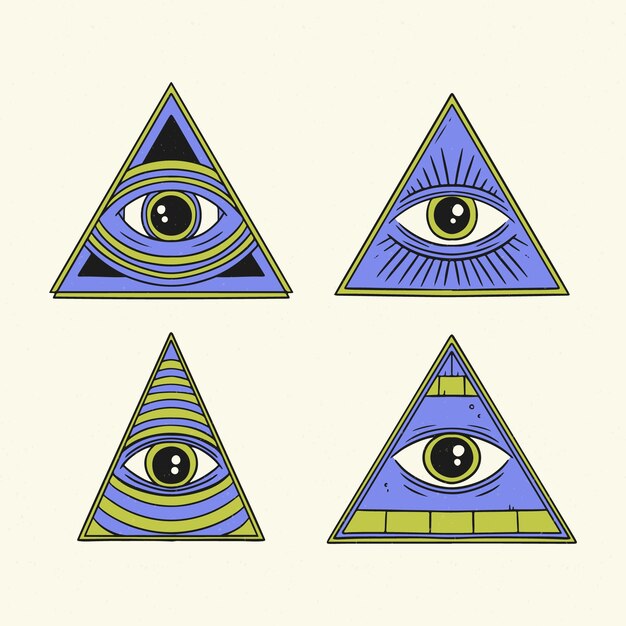 Conjunto de iconos de illuminati de diseño plano