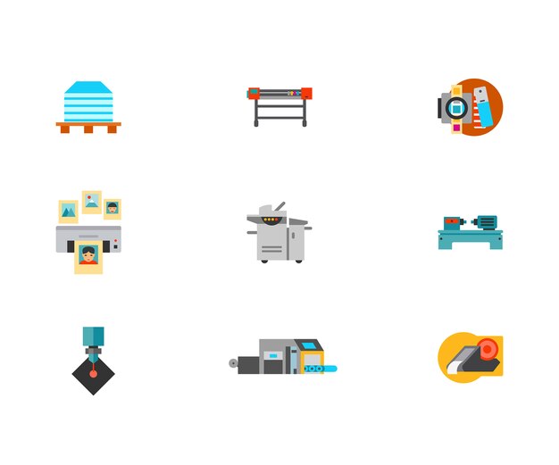 Conjunto de iconos de imprenta