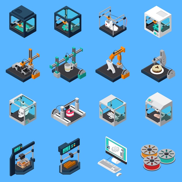 Vector gratuito conjunto de iconos de la industria de impresión