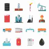 Vector gratuito conjunto de iconos de la industria petrolera