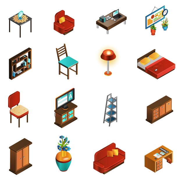Conjunto de iconos interiores de la casa