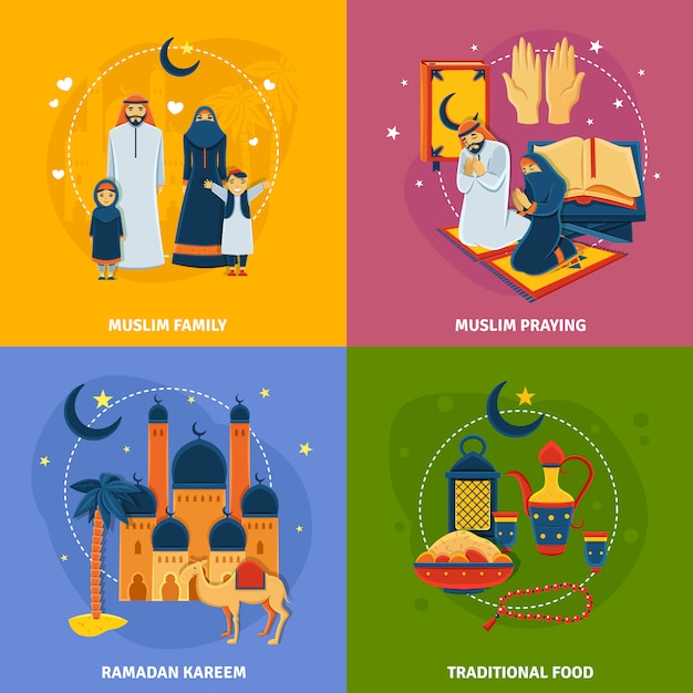 Vector gratuito conjunto de iconos del islam