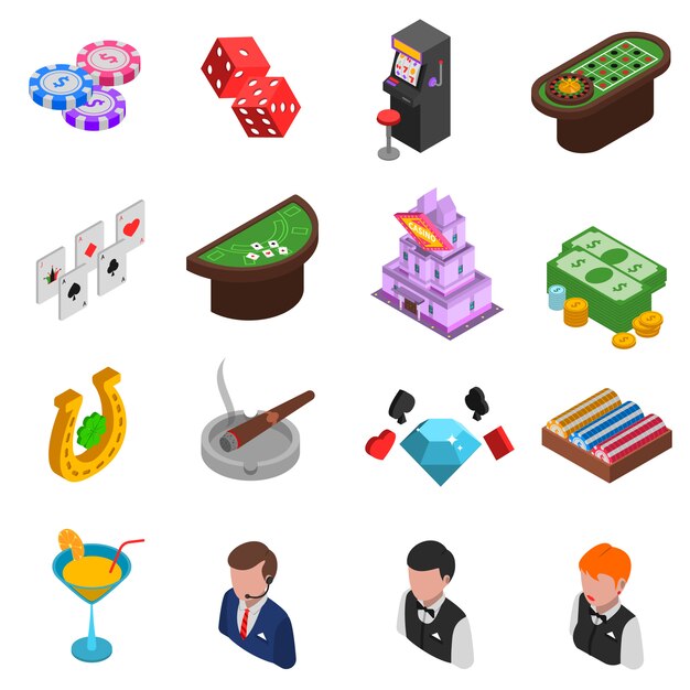 Conjunto de iconos isométricos de casino