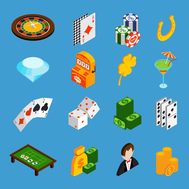 Conjunto de iconos isométricos de Casino
