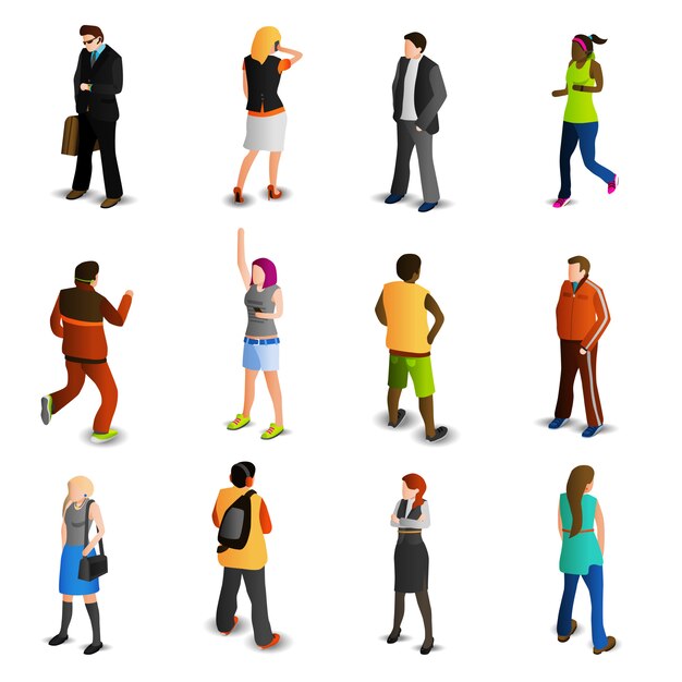Conjunto de iconos isométricos de personas