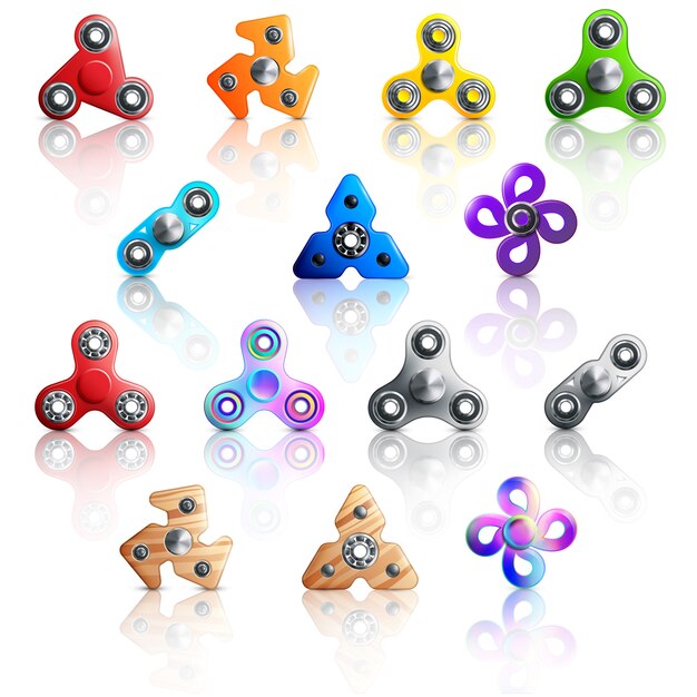 Conjunto de iconos de juguetes Spinner de mano
