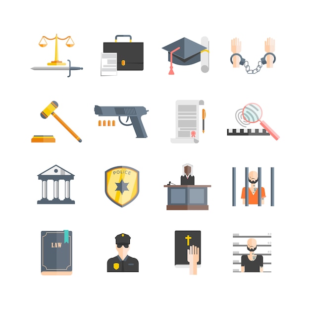 Vector gratuito conjunto de iconos de justicia