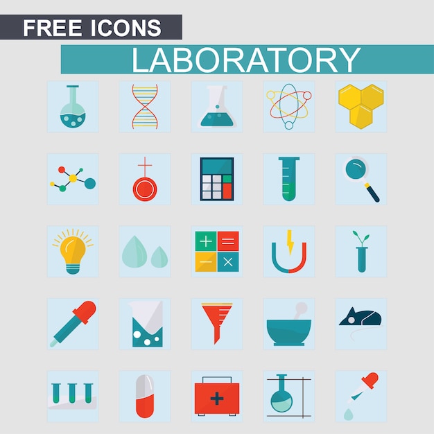 Vector gratuito conjunto de iconos de labortorio