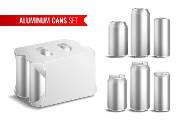 Conjunto de iconos de latas de aluminio