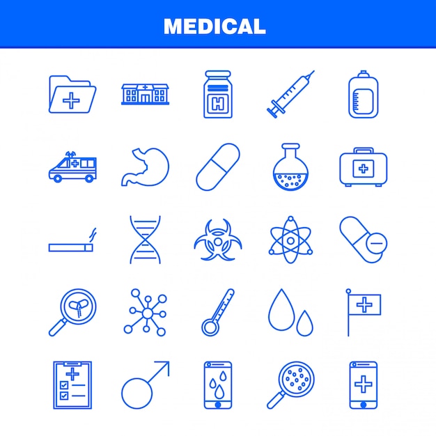 Conjunto de iconos de línea de salud
