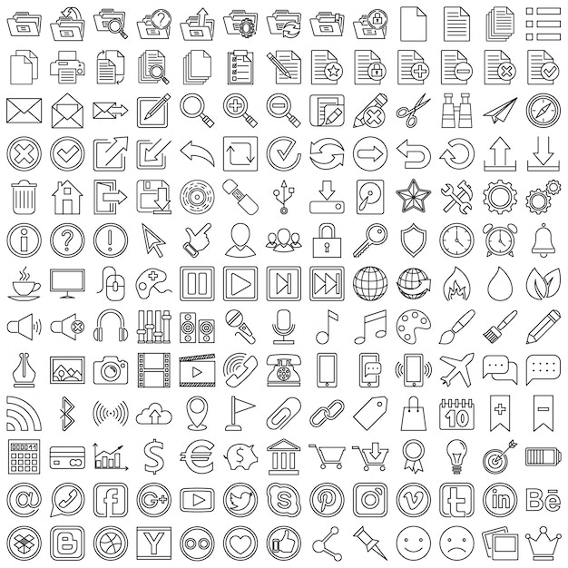 Vector gratuito conjunto de iconos lineales para la web