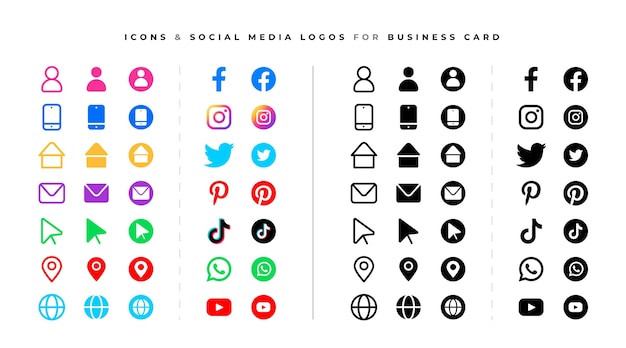 Conjunto de iconos y logotipos de redes sociales