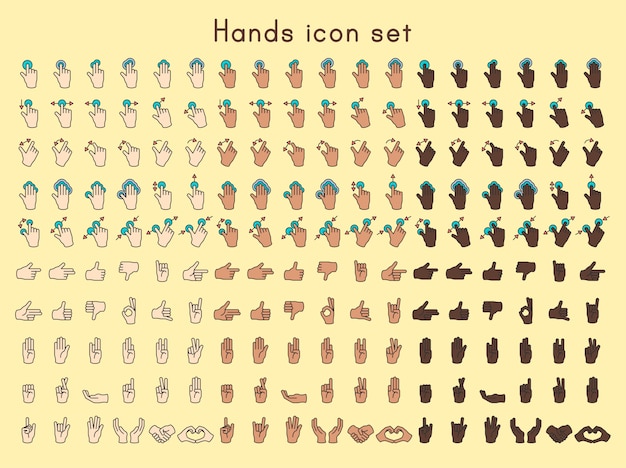 Vector gratuito conjunto de iconos de manos