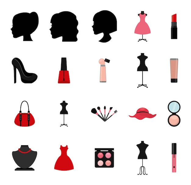 Conjunto de iconos de maquillaje aislado
