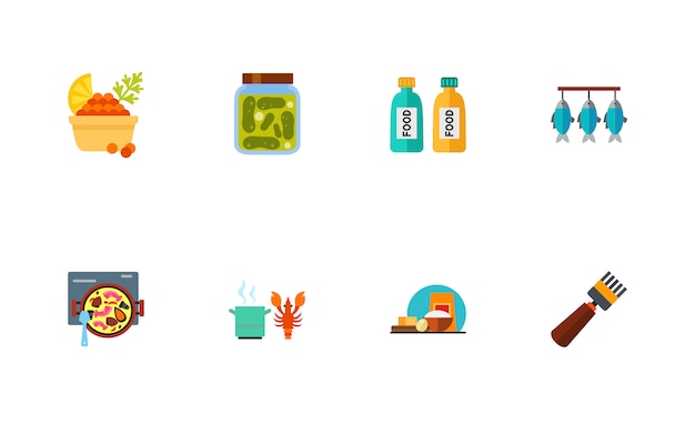 Vector gratuito conjunto de iconos de mariscos