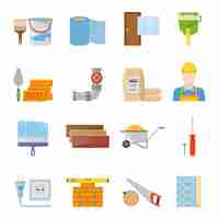 Vector gratuito conjunto de iconos de materiales de construcción