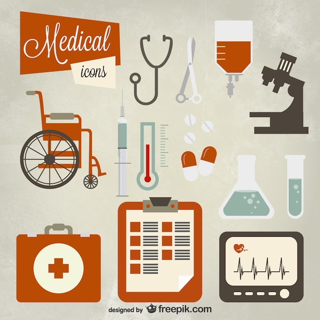 Vector gratuito conjunto de iconos médica